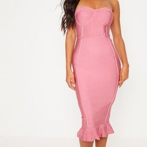 Rose bandage midi dress
